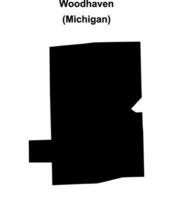 Woodhaven, Michigan blank outline map vector