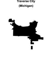 Traverse City, Michigan blank outline map vector