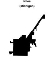 Niles, Michigan blank outline map vector