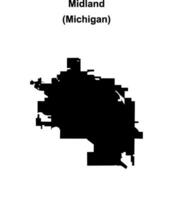 Midland, Michigan blank outline map vector