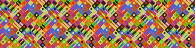 Horizontal abstract seamless multicolored geometrical mosaic pattern background - colorful wide design vector