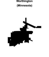 Worthington, Minnesota blank outline map vector