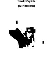 Sauk Rapids, Minnesota blank outline map vector