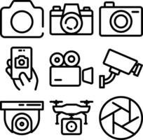 Camera Photo and for Journalism and Security Icon Set vector