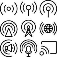 Broadcasting Live and Wireless Network Signal Icon Set vector