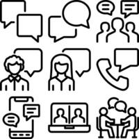 Communication icons set containing speaking, conversation, discussion, speech bubble, talking, consultation and conversation icon illustration. vector