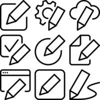 Editing and Writing Icon Set with Pencil Illustration vector