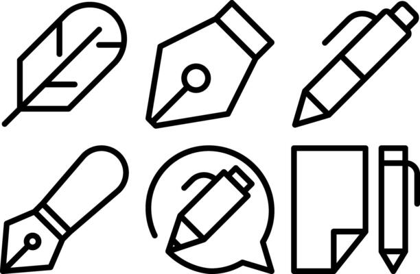 Pen and write icon set for office and School supply.