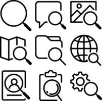 Search icon. Magnifying glass illustration for find, explore and discover symbol. vector