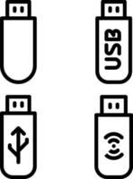 USB flash drive icon set. Portable USB illustration sign. Memory card storage symbol. vector