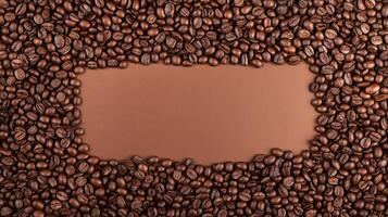 Coffee beans as a background with empty space in the center photo