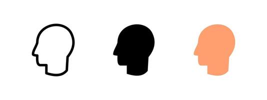 Head icon. Human face profile symbol. Identity and thinking sign.. Silhouette of a person face . Psychology and intelligence concept. User avatar pictogram for mind and consciousness. vector