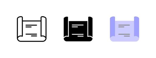 Blueprint icon. Architectural plan symbol. Technical document illustration. Construction and engineering draft pictogram. Structural layout for building projects. vector