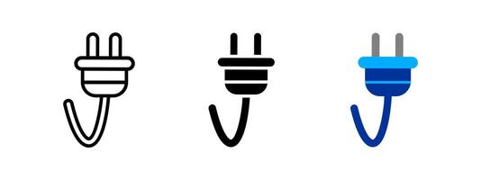 Plug icon. Electrical power symbol. Energy cord illustration. Charging and connection pictogram. Electricity adapter and voltage supply concept. vector