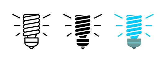 LED lamp icon. Energy-efficient light bulb symbol. Eco-friendly lighting illustration. Modern electricity-saving technology pictogram. Innovation in illumination and power efficiency. vector
