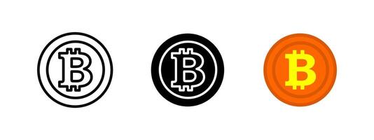 Bitcoin icon. Cryptocurrency symbol. Digital currency illustration. Blockchain technology and financial investment pictogram. Crypto payment and decentralized economy concept. vector