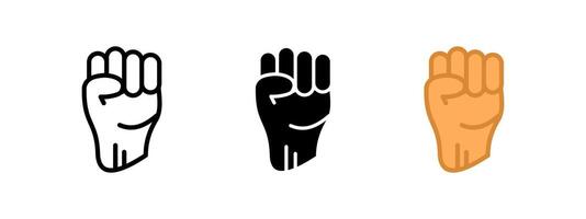 Fist icon. Power and resistance symbol. Strength and protest illustration. Gesture of unity and activism pictogram. Freedom and justice representation concept. vector