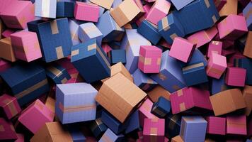 Colorful Chaotic Display of Boxes in Various Sizes and Shapes photo