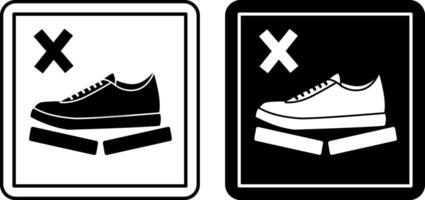 Do Not Step Icons. Labels for Cardboard Packaging. Warning Symbol, Handle with Care. Shoe Standing on Fragile Item. Illustration on White and Black Background. vector