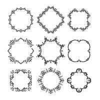 Set of decorative ornate frames. Collection of frames of different shapes, including circles, squares, and diamonds, with unique ornamental design for invitations, labels, cards, decoration. vector