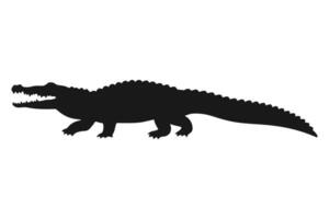 A sleek and minimalistic crocodile silhouette, capturing its elongated body and sharp tail in a striking design. vector