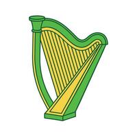 Green Irish Harp Celtic Music, String Instrument, National Symbol vector