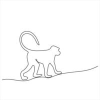 Oneline monkey animal wildlife fauna continuous single line art design outline style illustration vector