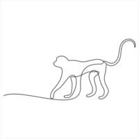 Oneline monkey animal wildlife fauna continuous single line art design illustration vector