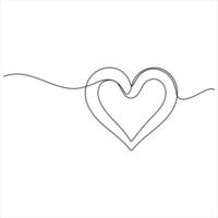 Single line continuous drawing of love sign with heart minimalist of love concept outline style illustration vector