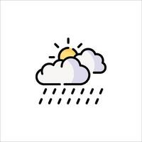 The sun is shining on a cloud and rain is falling vector