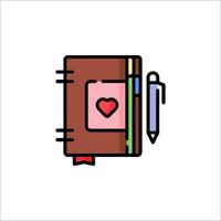 A notebook with a heart and pen icon vector