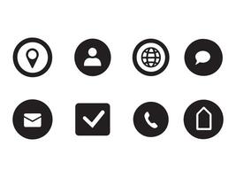 Contact us icon set. Business card, Containing user, Phone, Website, Location, Address, telephone, mail, fax, symbol sign for apps and website, Communication contact. vector