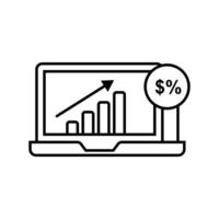 Single black arrow growing pointing up on chart graph bars icon vector