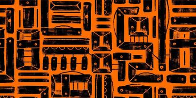 Abstract Bold Geometric and Ethnic Shapes Seamless Pattern in Bohemian Style. Tribal hand drawn art perfect for textiles, fashion, wrapping paper vector