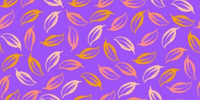 Hand Drawn Seamless Pattern with Grunge Leaves and Artistic Bulky Ink Strokes. Elegant botanical foliage background. Seamless design perfect for wrapping paper, wallpapers, print, fashion vector