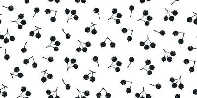 Seamless Pattern with Cute Black Berries with Subtle Grunge Texture. Beautiful pattern perfect for print, fashion, wrapping paper. vector
