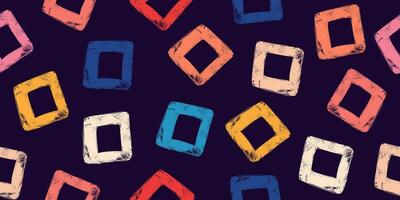 Modern Seamless Pattern with Trendy Vibrant Colors and Abstract Geometric Shapes. Background with colorful grungy hand drawn rectangles vector