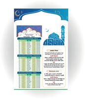 Ramadan 2025 Calendar Design with Fasting Sehar and Iftar Timetable Schedule vector