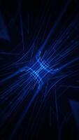 Digital data flow background animation with a fast moving stream of flowing blue fiber optic light data nodes and particles. This modern vertical technology background is full HD and a seamless loop. video
