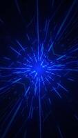 A futuristic blue grid network of blinking digital data lights and floating particles. Connectivity and connections concept technology vertical background animation. video