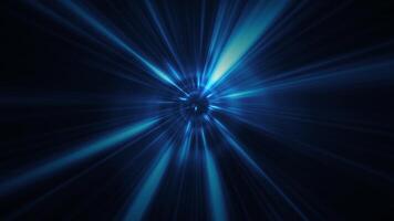 Dynamic futuristic background with blue energy light beams zoom effect. Flying at warp speed through a space energy portal or wormhole. Full HD and looping background animation. video
