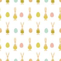 Easter seamless pattern, bunnies and eggs seamless pattern vector