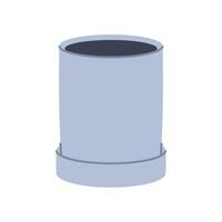 Tall gray pot for houseplants. Perfect for creating minimalist and modern plant designs. vector