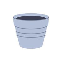 Striped gray pot for houseplants. Perfect for creating minimalist and modern plant designs. vector