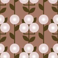 Retro seamless pattern of simple geometric flowers in mid-century modern style vector