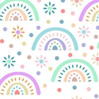 Drawn pastel color rainbow pattern on a white background vector