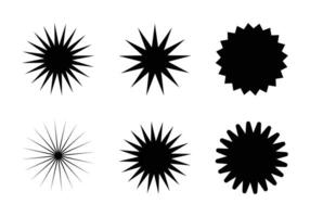 Six Abstract Starburst Shapes in Black and White vector