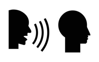 Two Silhouettes Representing Communication with Sound Waves vector