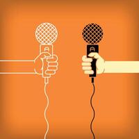 Modern linear and flat microphone design. Artistic idea concept template. vector