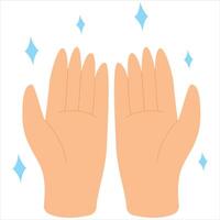 Two open hands with blue stars around them. Suitable for promoting unity, diversity, support, and teamwork in various design projects. vector